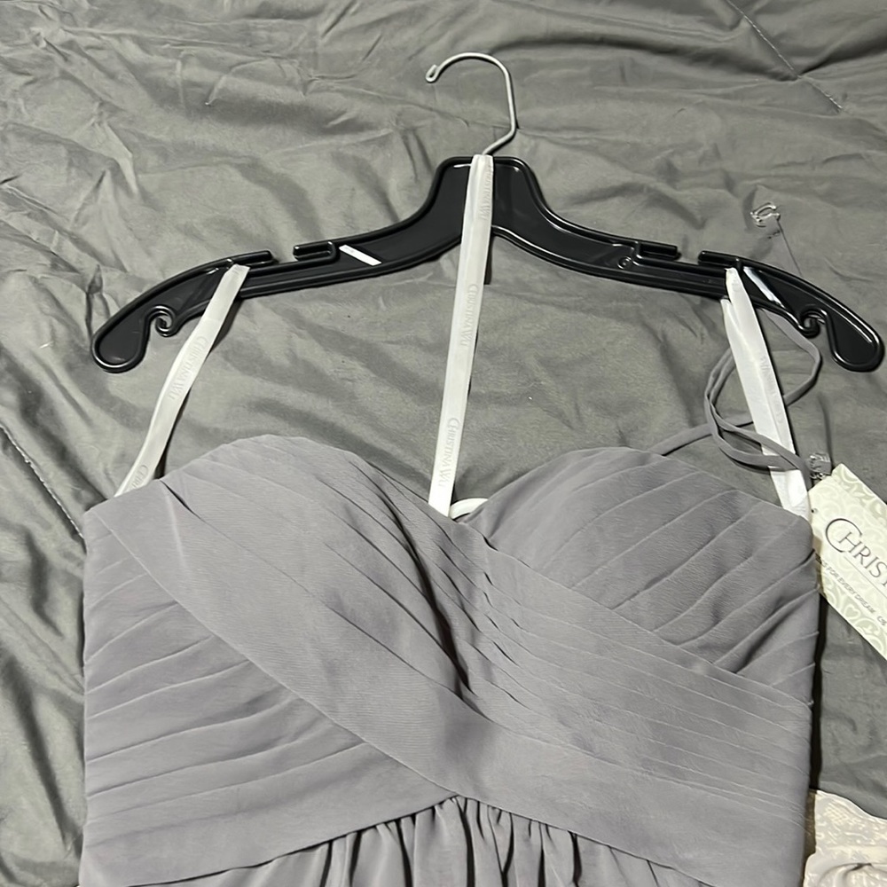Christina Wu Bridesmaid Dress. Size 2. Full Length. Gray.
